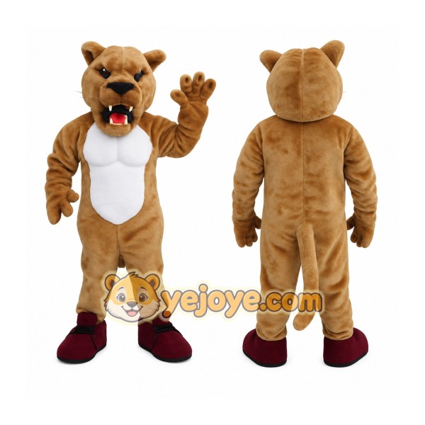 Brown White Mountain Lion Mascot Costume