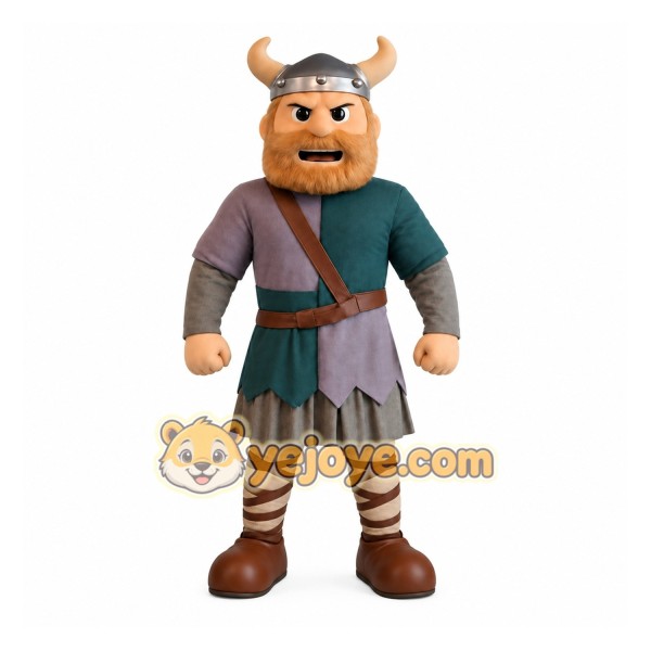 Green Brown Bearded Viking Mascot Costume
