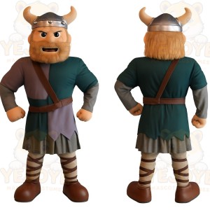 Green Brown Bearded Viking Mascot Costume
