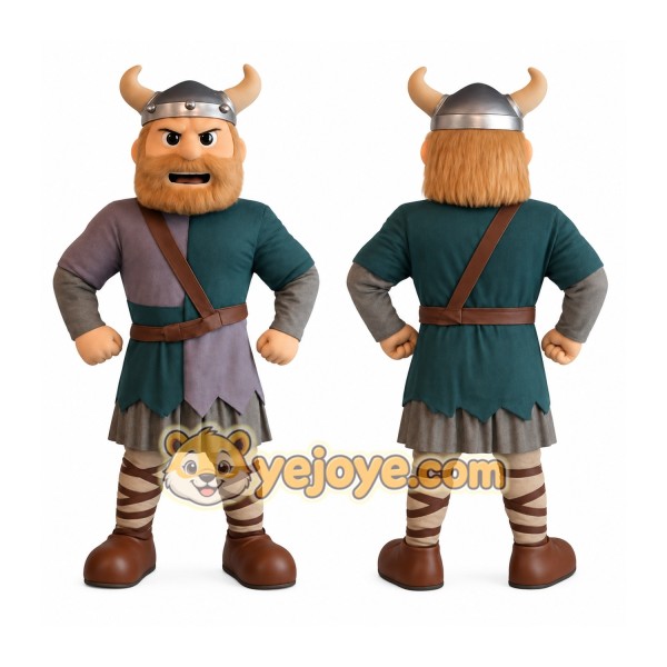 Green Brown Bearded Viking Mascot Costume