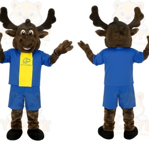 Brown Blue Yellow Moose Mascot Costume