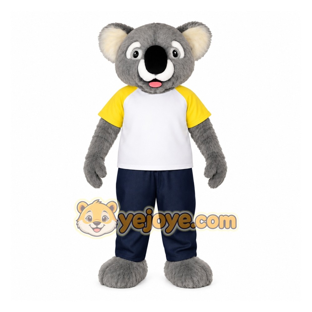 Gray White Yellow Navy Koala Mascot Costume