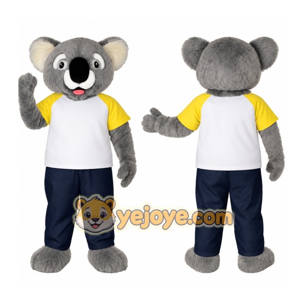 Gray White Yellow Navy Koala Mascot Costume