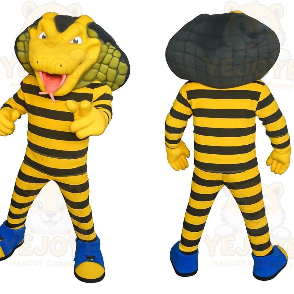 Yellow Black Striped Snake Mascot Costume