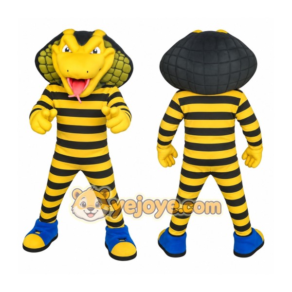 Yellow Black Striped Snake Mascot Costume
