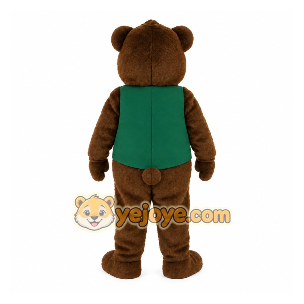 Brown Bear With Multicolor Vest Mascot Costume Brown Bear With Multicolor Vest Mascot Costume