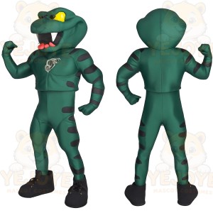 Green Black Cobra Snake Mascot Costume