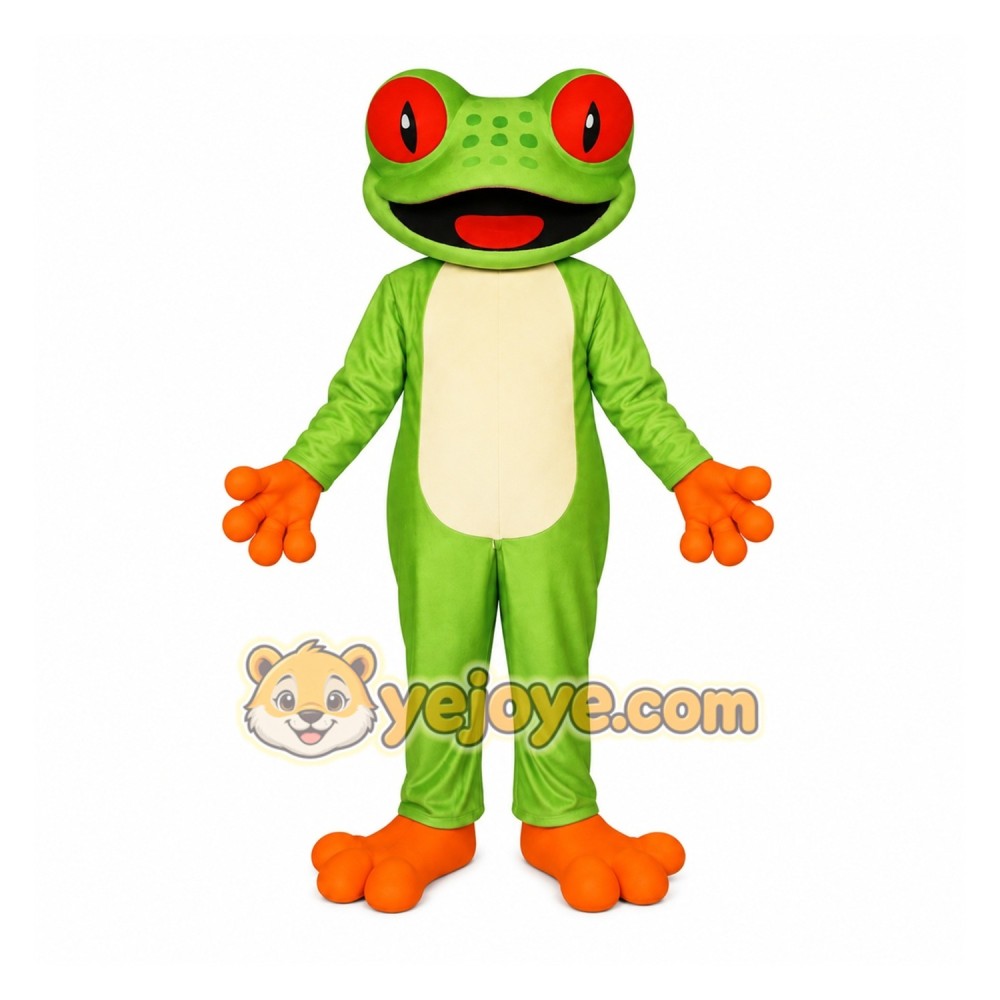 Green Orange Red Eyed Frog Mascot Costume Green Orange Red Eyed Frog Mascot Costume