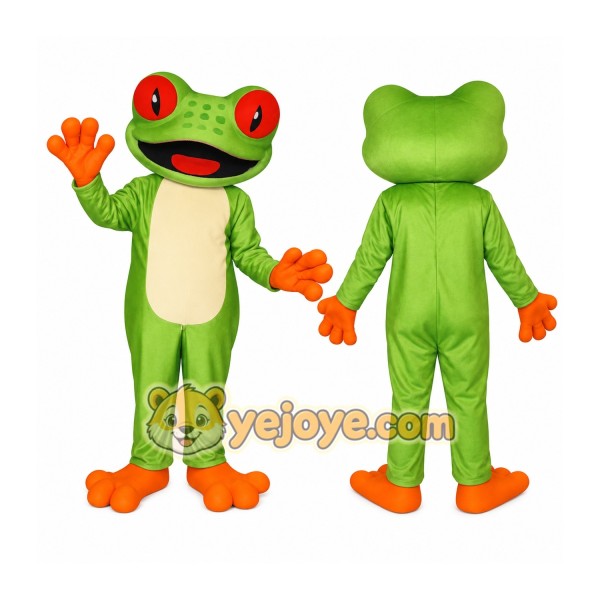 Green Orange Red Eyed Frog Mascot Costume