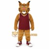 Brown Burgundy Basketball Bobcat Mascot Costume Brown Burgundy Basketball Bobcat Mascot Costume