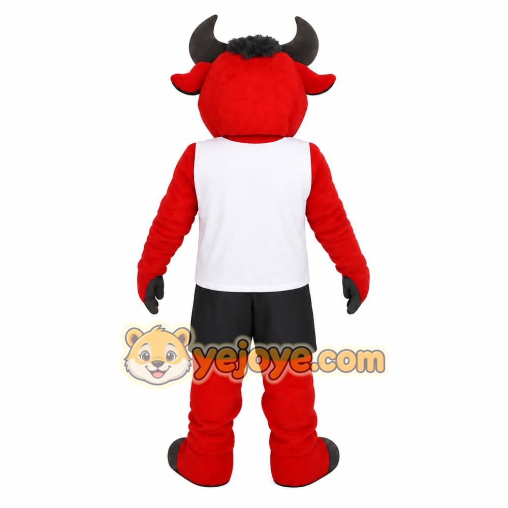 Red Black White Jersey Bull Mascot Costume Red Black White Jersey Bull Mascot Costume