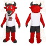 Red Black White Jersey Bull Mascot Costume