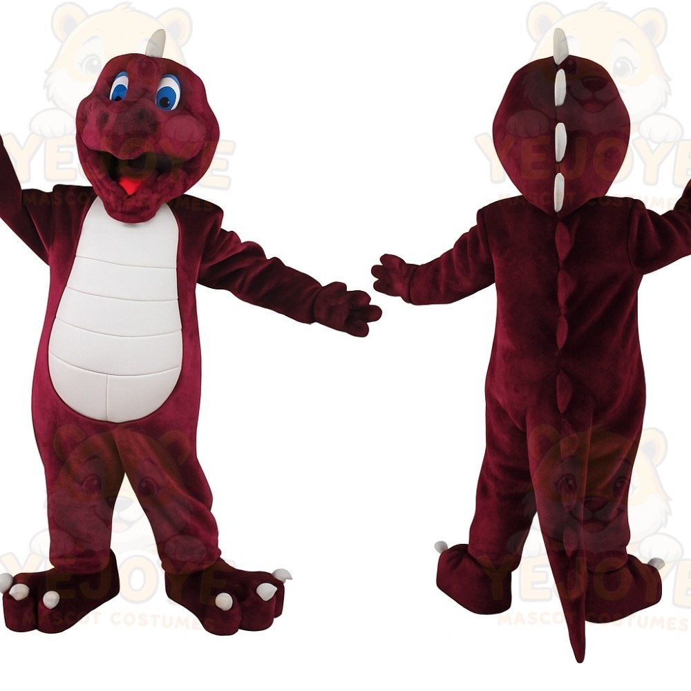 Burgundy White Dragon Mascot Costume