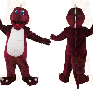 Burgundy White Dragon Mascot Costume