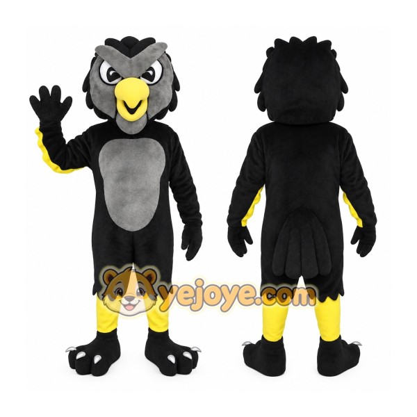Black Gray Yellow Eagle Mascot Costume