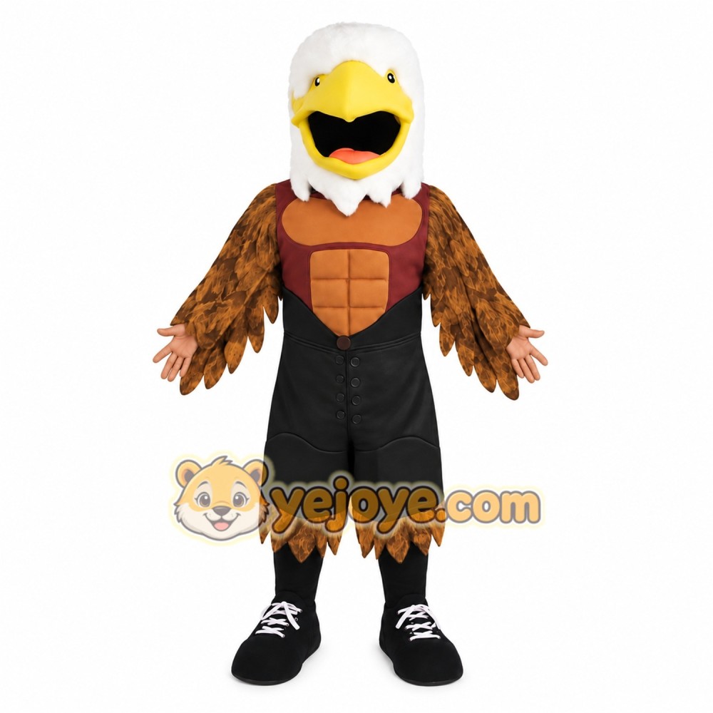 White Brown Black Bald Eagle Mascot Costume White Brown Black Bald Eagle Mascot Costume