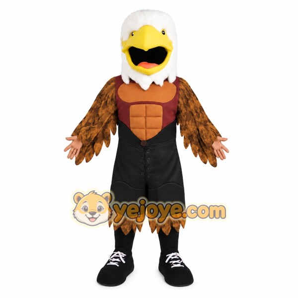 White Brown Black Bald Eagle Mascot Costume