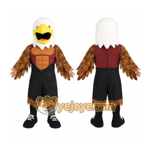 White Brown Black Bald Eagle Mascot Costume