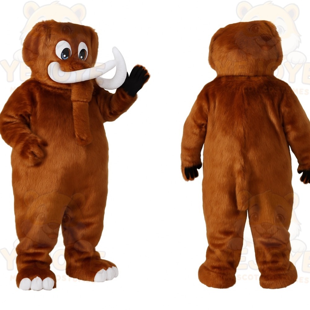 Brown White Woolly Mammoth Mascot Costume