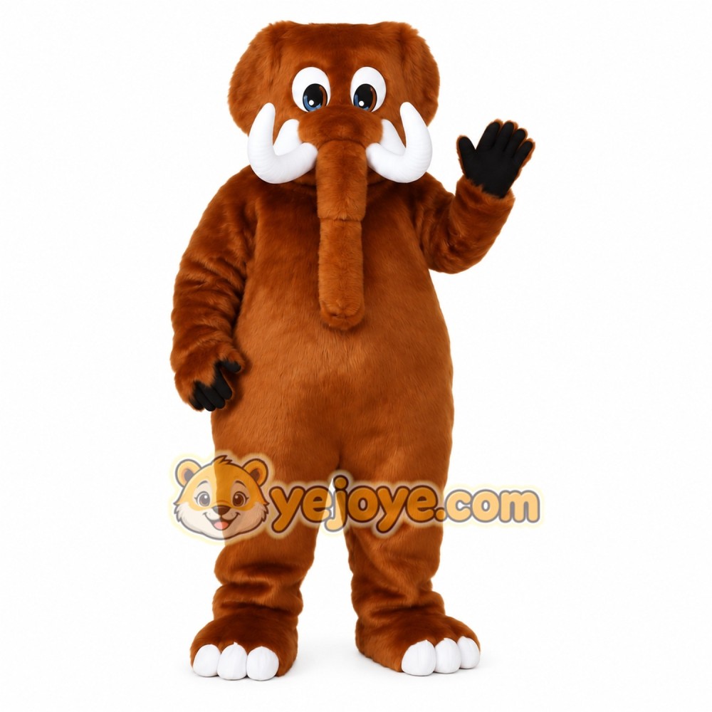 Brown White Woolly Mammoth Mascot Costume