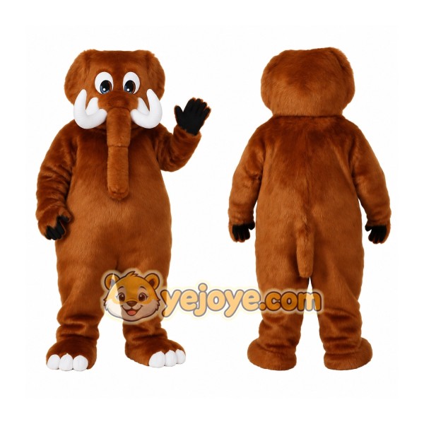Brown White Woolly Mammoth Mascot Costume