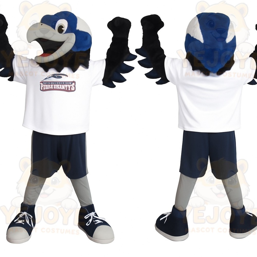 Blue White Black Eagle Mascot Costume