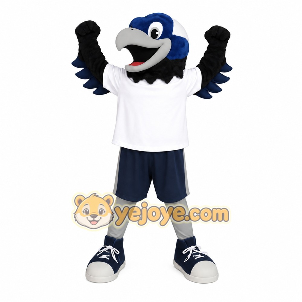 Blue White Black Eagle Mascot Costume