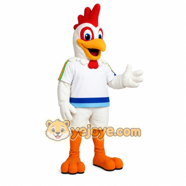 White Red Orange Rooster Mascot Costume White Red Orange Rooster Mascot Costume