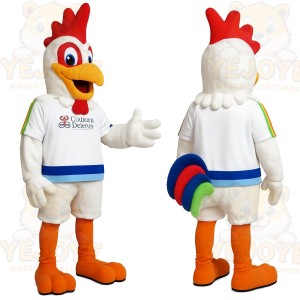 White Red Orange Rooster Mascot Costume