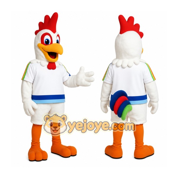 White Red Orange Rooster Mascot Costume