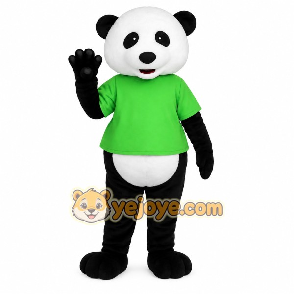 Black White Green Panda Mascot Costume