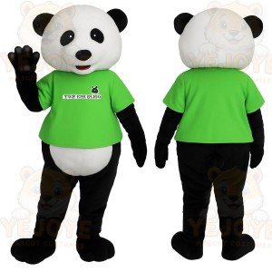 Black White Green Panda Mascot Costume