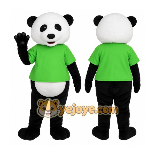 Black White Green Panda Mascot Costume