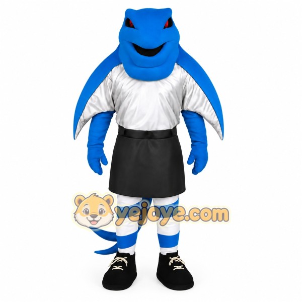 Blue White Hockey Shark Mascot Costume