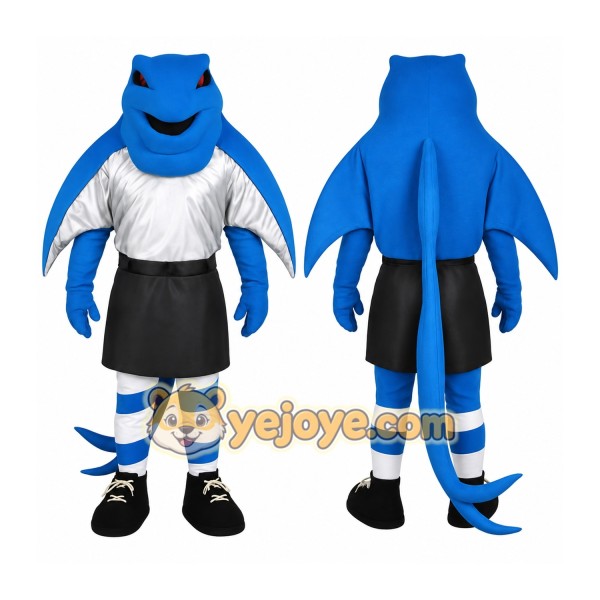 Blue White Hockey Shark Mascot Costume