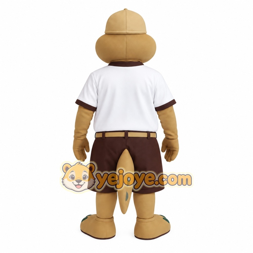 Tan White Baseball Alligator Mascot Costume
