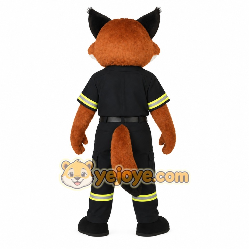 Brown Black Firefighter Fox Mascot Costume Brown Black Firefighter Fox Mascot Costume
