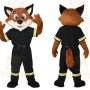 Brown Black Firefighter Fox Mascot Costume