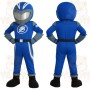 Blue Gray Helmeted Superhero Mascot Costume