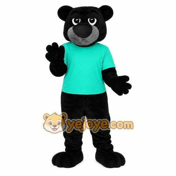 Black Teal Bear Mascot Costume