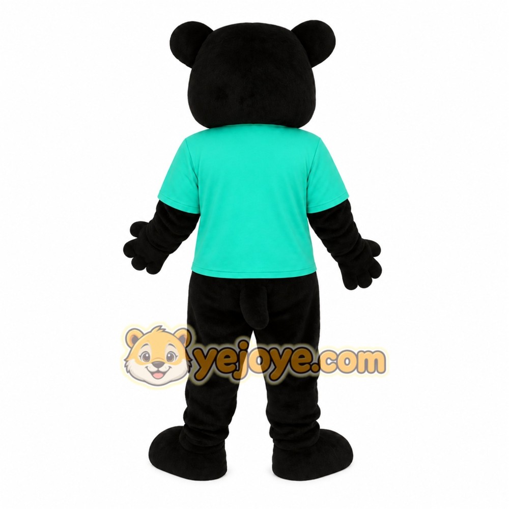 Black Teal Bear Mascot Costume