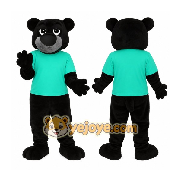 Black Teal Bear Mascot Costume