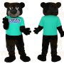 Black Teal Bear Mascot Costume