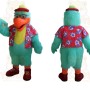 Teal Orange Hawaiian Parrot Mascot Costume