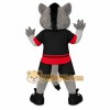 Gray Black Red Hockey Wolf Mascot Costume