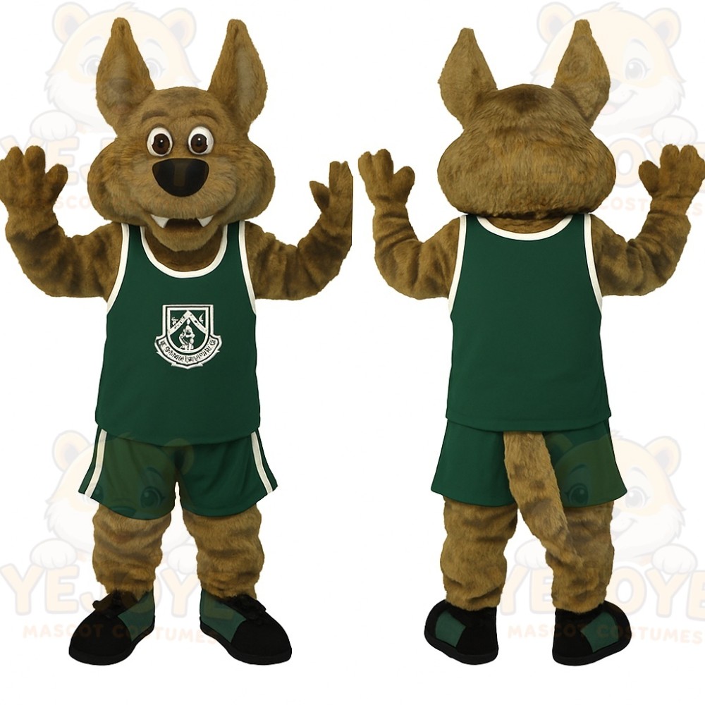 Brown Green Basketball Kangaroo Mascot Costume