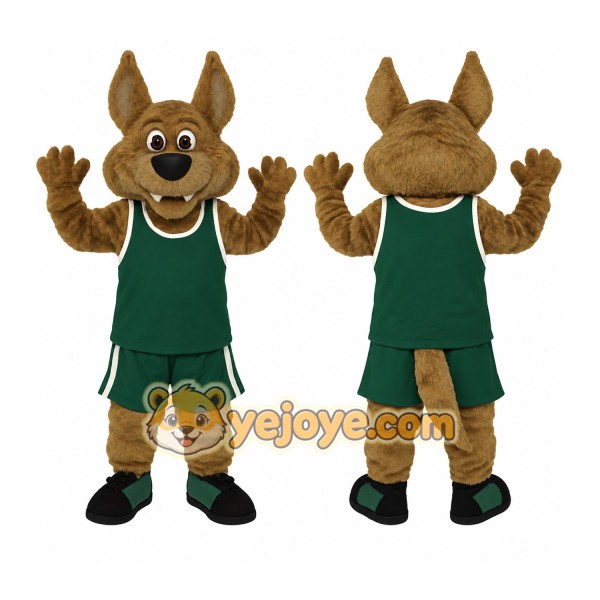 Brown Green Basketball Kangaroo Mascot Costume