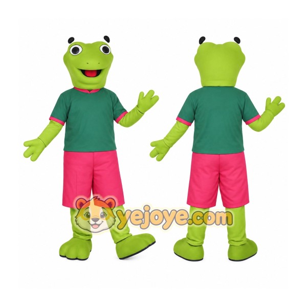 Lime Green Teal Pink Frog Mascot Costume