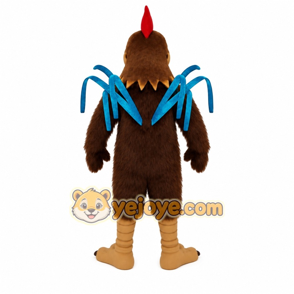 Brown Tan Red Blue Rooster Mascot Costume Brown Tan Red Blue Rooster Mascot Costume