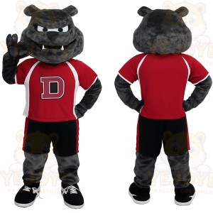 Gray Red Black Bulldog Mascot Costume